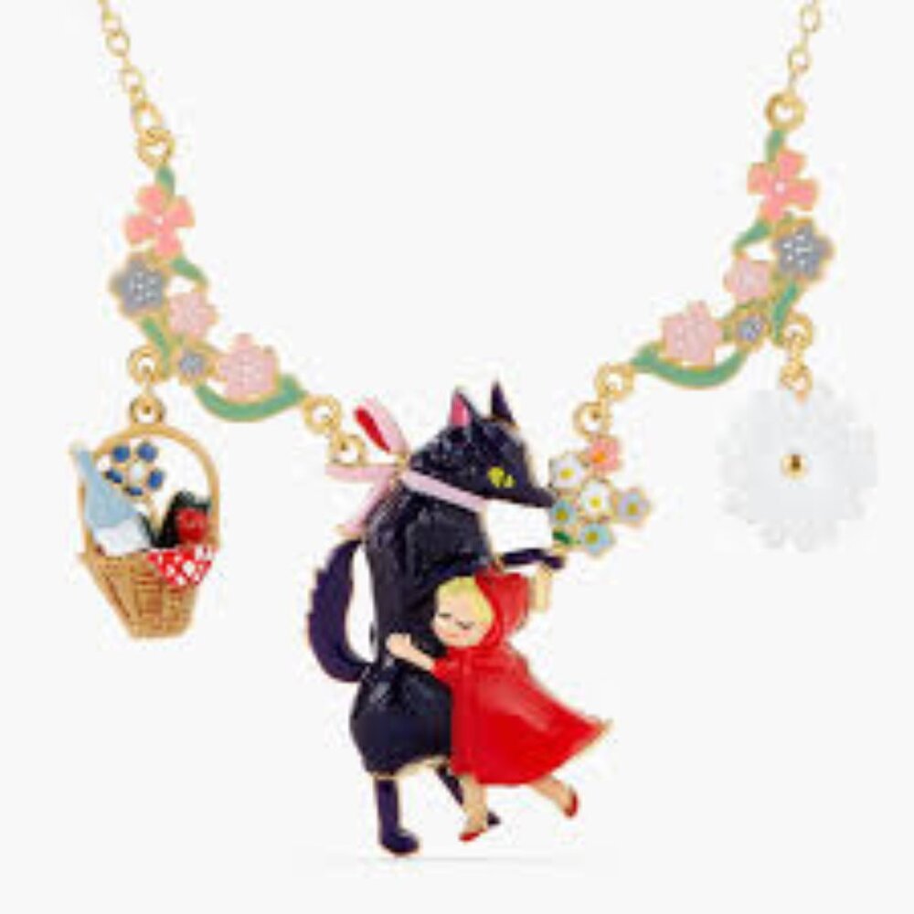Les Nereides Flowery Big Bad Wolf and Little Red Riding Hood statement necklace